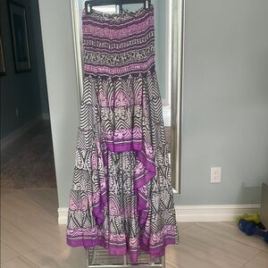 Elegant Purple and Black Patterned Skirt